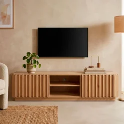 Mobile Tv-Mobile TV 2 scomparti 2 ante in rovere massiccio (180 x 45 cm) Altos