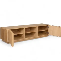 Mobile Tv-Mobile TV 2 scomparti 2 ante in rovere massiccio (180 x 45 cm) Altos