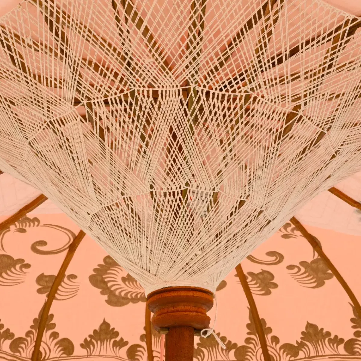 KAEMINGK Ombrelloni Da Giardino-Ombrellone da giardino rotondo con frange (D2 m) Jaipur Beige rosato e dorato