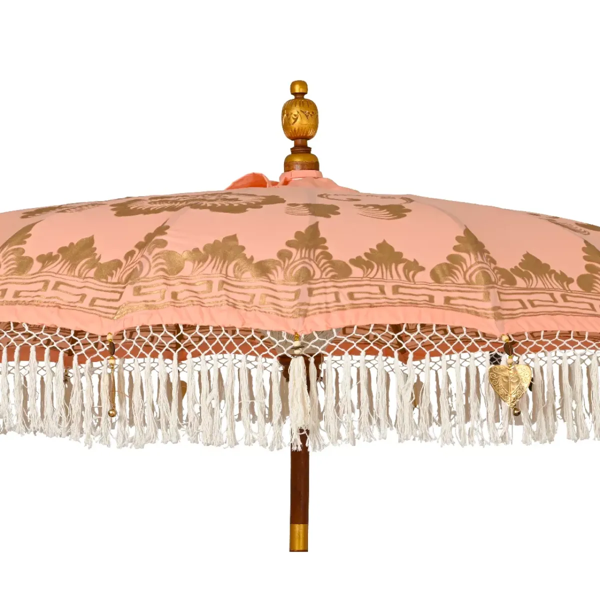 KAEMINGK Ombrelloni Da Giardino-Ombrellone da giardino rotondo con frange (D2 m) Jaipur Beige rosato e dorato