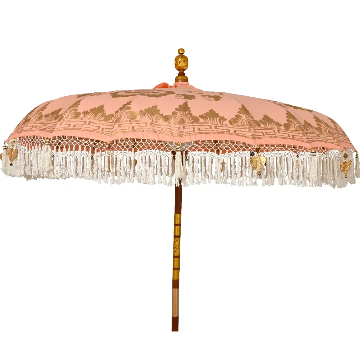 KAEMINGK Ombrelloni Da Giardino-Ombrellone da giardino rotondo con frange (D2 m) Jaipur Beige rosato e dorato