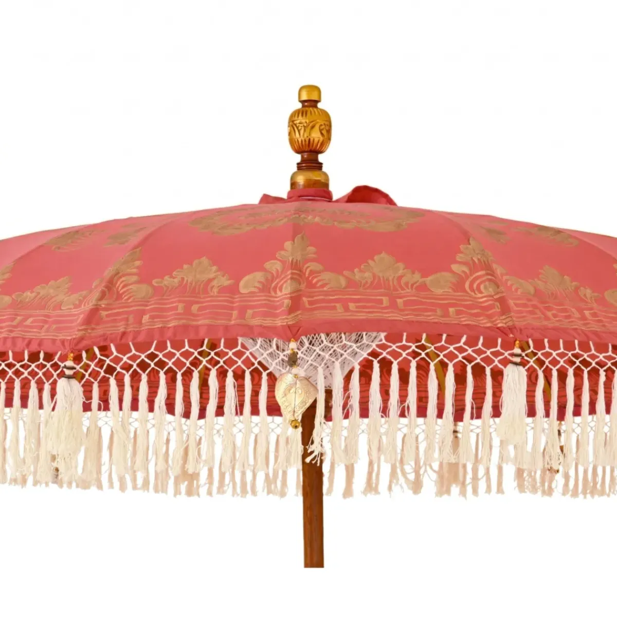 KAEMINGK Ombrelloni Da Giardino-Ombrellone da giardino rotondo con frange (D2 m) Jaipur Rosso e dorato