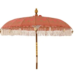 KAEMINGK Ombrelloni Da Giardino-Ombrellone da giardino rotondo con frange (D2 m) Jaipur Rosso e dorato