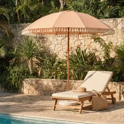 KAEMINGK Ombrelloni Da Giardino-Ombrellone da giardino rotondo con frange (D2.5 m) Mexico