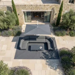 MOBELLIA Ombrelloni Da Giardino-Ombrellone decentrato quadrato in alluminio con base (3 x 3 m) Elyra Bianco e Antracite