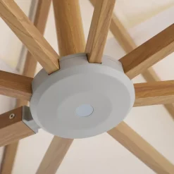MOBELLIA Ombrelloni Da Giardino-Ombrellone decentrato quadrato in alluminio con base (3 x 3 m) Elyra effetto legno e Tortora