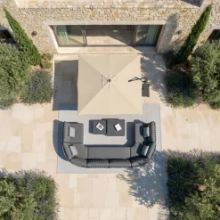 MOBELLIA Ombrelloni Da Giardino-Ombrellone decentrato quadrato in alluminio con base (3 x 3 m) Elyra Antracite e Beige
