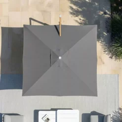 MOBELLIA Ombrelloni Da Giardino-Ombrellone decentrato quadrato in alluminio con base (3 x 3 m) Elyra effetto legno e Antracite