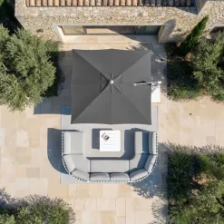MOBELLIA Ombrelloni Da Giardino-Ombrellone decentrato quadrato in alluminio con base (3 x 3 m) Elyra Metallico lucido e Antracite