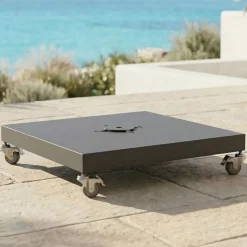 MOBELLIA Ombrelloni Da Giardino-Ombrellone decentrato quadrato in alluminio con base (3 x 3 m) Elyra Antracite e Verde oliva