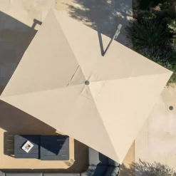 MOBELLIA Ombrelloni Da Giardino-Ombrellone decentrato rettangolare in alluminio con base (3 x 4 m) Elyra Antracite e Beige