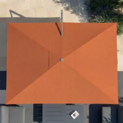 MOBELLIA Ombrelloni Da Giardino-Ombrellone decentrato rettangolare in alluminio con base (3 x 4 m) Elyra Antracite e Terracotta