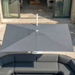 MOBELLIA Ombrelloni Da Giardino-Ombrellone decentrato rettangolare in alluminio con base (3 x 4 m) Elyra Bianco e Antracite