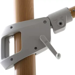MOBELLIA Ombrelloni Da Giardino-Ombrellone decentrato rettangolare in alluminio con base (3 x 4 m) Elyra effetto legno e Bianco
