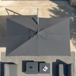 MOBELLIA Ombrelloni Da Giardino-Ombrellone decentrato rettangolare in alluminio con base (3 x 4 m) Elyra Metallico lucido e Antracite