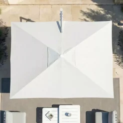 MOBELLIA Ombrelloni Da Giardino-Ombrellone decentrato rettangolare in alluminio con base (3 x 4 m) Elyra Metallico lucido e Bianco