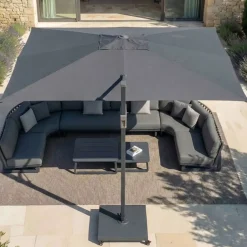 MOBELLIA Ombrelloni Da Giardino-Ombrellone decentrato rettangolare in alluminio con base (3 x 4 m) Elyra Antracite