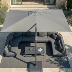 MOBELLIA Ombrelloni Da Giardino-Ombrellone decentrato rettangolare in alluminio con base (3 x 4 m) Elyra Antracite e Grigio