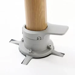 MOBELLIA Ombrelloni Da Giardino-Ombrellone decentrato rettangolare in alluminio con base (3 x 4 m) Elyra effetto legno e Grigio
