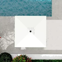 MOBELLIA Ombrelloni Da Giardino-Ombrellone quadrato Alluminio (2,5 X 2,5 m) Yucatan Effetto legno e Bianco