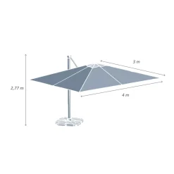 MOBELLIA Ombrelloni Da Giardino-Ombrellone rettangolare alluminio (4 x 3m) Yucatan
