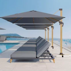MOBELLIA Ombrelloni Da Giardino-Ombrellone rettangolare alluminio (4 x 3 m) Yucatan effetto Legno e grigio antracite