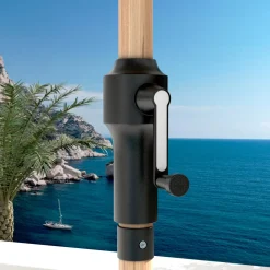 MOBELLIA Ombrelloni Da Giardino-Ombrellone rotondo alluminio (D3,5 m) Yucatan effetto Legno e bianco