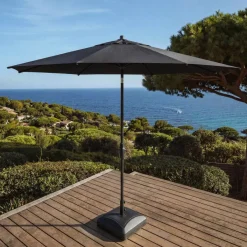 MOBELLIA Ombrelloni Da Giardino-Ombrellone rotondo in alluminio (D3,3 m) Elyra Tortora
