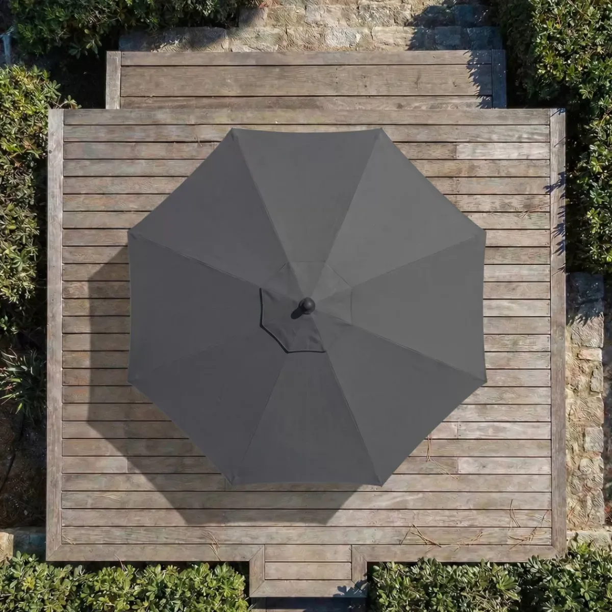 MOBELLIA Ombrelloni Da Giardino-Ombrellone rotondo in alluminio (D3,3 m) Elyra Tortora