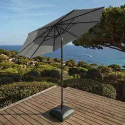 MOBELLIA Ombrelloni Da Giardino-Ombrellone rotondo in alluminio (D3,3 m) Elyra Antracite e Grigio