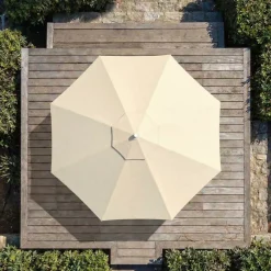 MOBELLIA Ombrelloni Da Giardino-Ombrellone rotondo in alluminio (D3,3 m) Elyra Bianco e Tortora