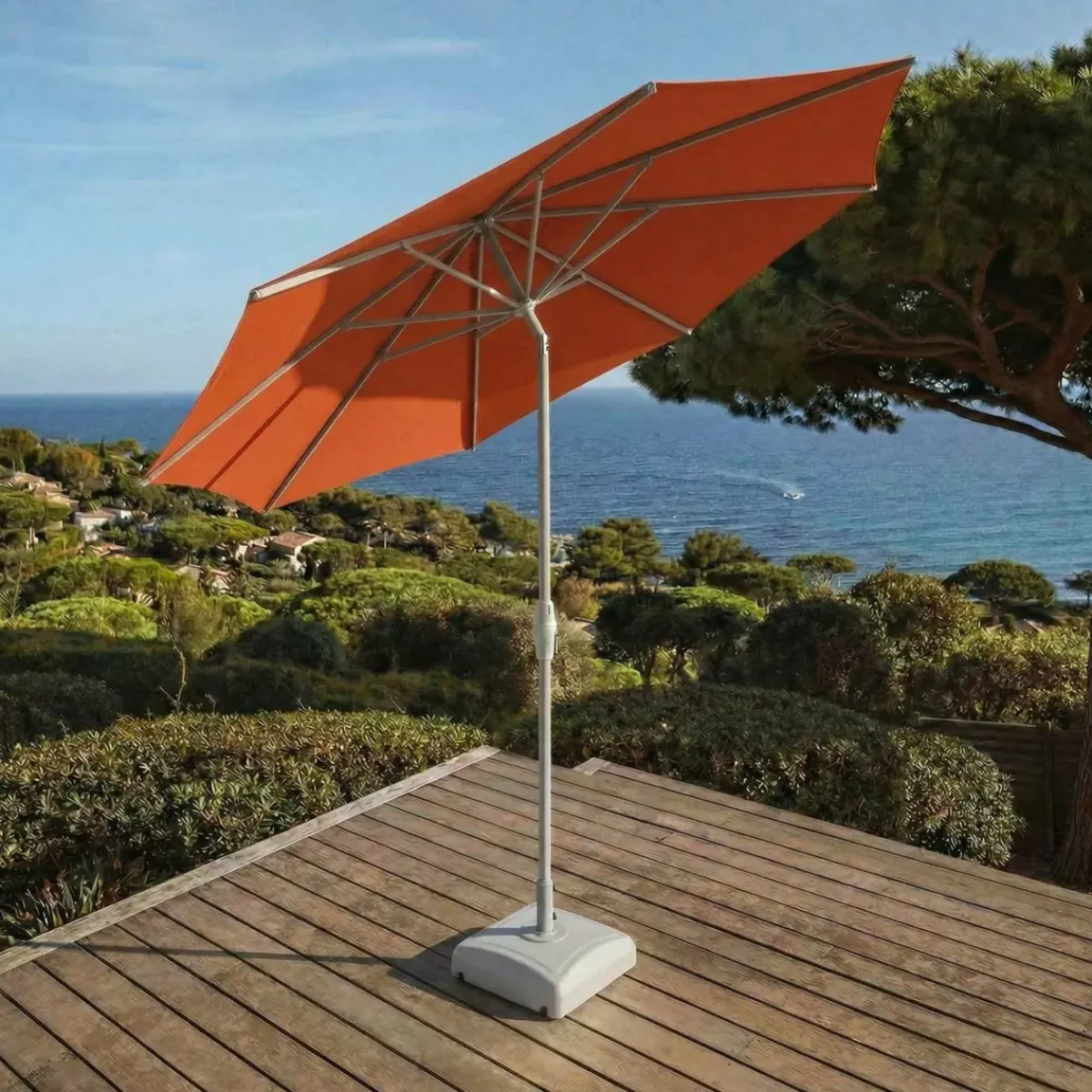MOBELLIA Ombrelloni Da Giardino-Ombrellone rotondo in alluminio (D3,3 m) Elyra Bianco e Terracotta