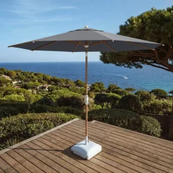 MOBELLIA Ombrelloni Da Giardino-Ombrellone rotondo in alluminio (D3,3 m) Elyra effetto legno e antracite