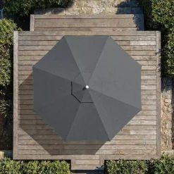 MOBELLIA Ombrelloni Da Giardino-Ombrellone rotondo in alluminio (D3,3 m) Elyra effetto legno e antracite