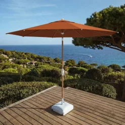 MOBELLIA Ombrelloni Da Giardino-Ombrellone rotondo in alluminio (D3,3 m) Elyra effetto legno e Corallo