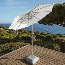 MOBELLIA Ombrelloni Da Giardino-Ombrellone rotondo in alluminio (D3,3 m) Elyra Metallizzato brillante e Bianco