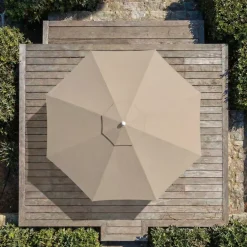 MOBELLIA Ombrelloni Da Giardino-Ombrellone rotondo in alluminio (D3,3 m) Elyra Metallizzato brillante e Tortora
