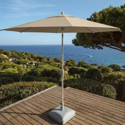MOBELLIA Ombrelloni Da Giardino-Ombrellone rotondo in alluminio (D3,3 m) Elyra Metallizzato brillante e Tortora