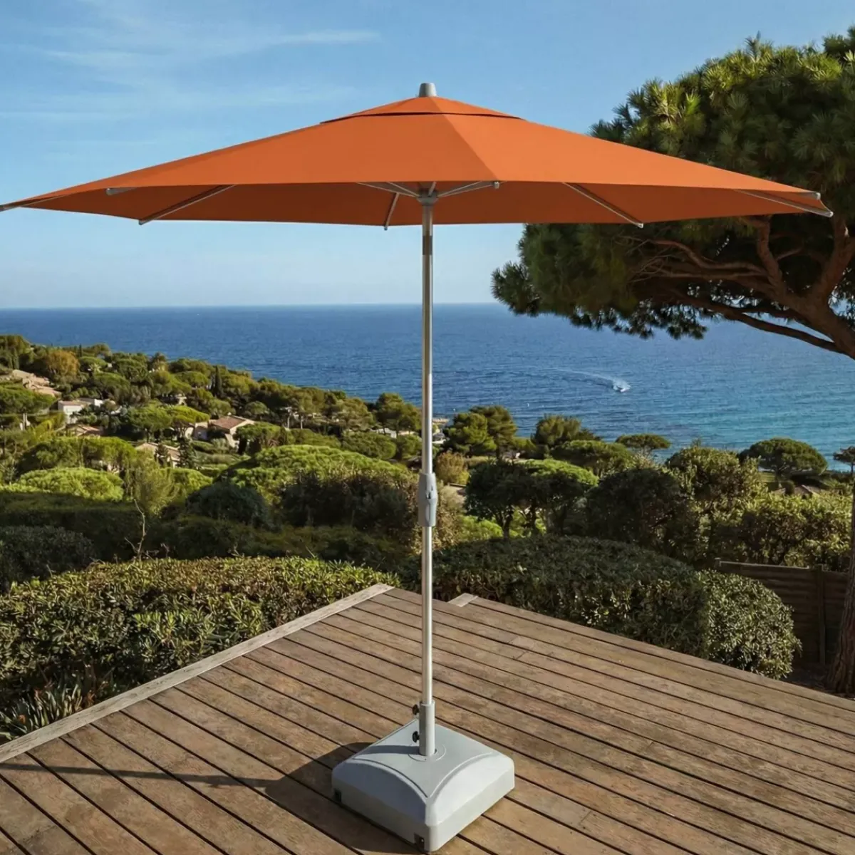 MOBELLIA Ombrelloni Da Giardino-Ombrellone rotondo in alluminio (D3,3 m) Elyra Metallizzato brillante e Terracotta