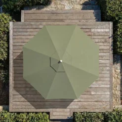 MOBELLIA Ombrelloni Da Giardino-Ombrellone rotondo in alluminio (D3,3 m) Elyra Metallizzato brillante e Verde oliva