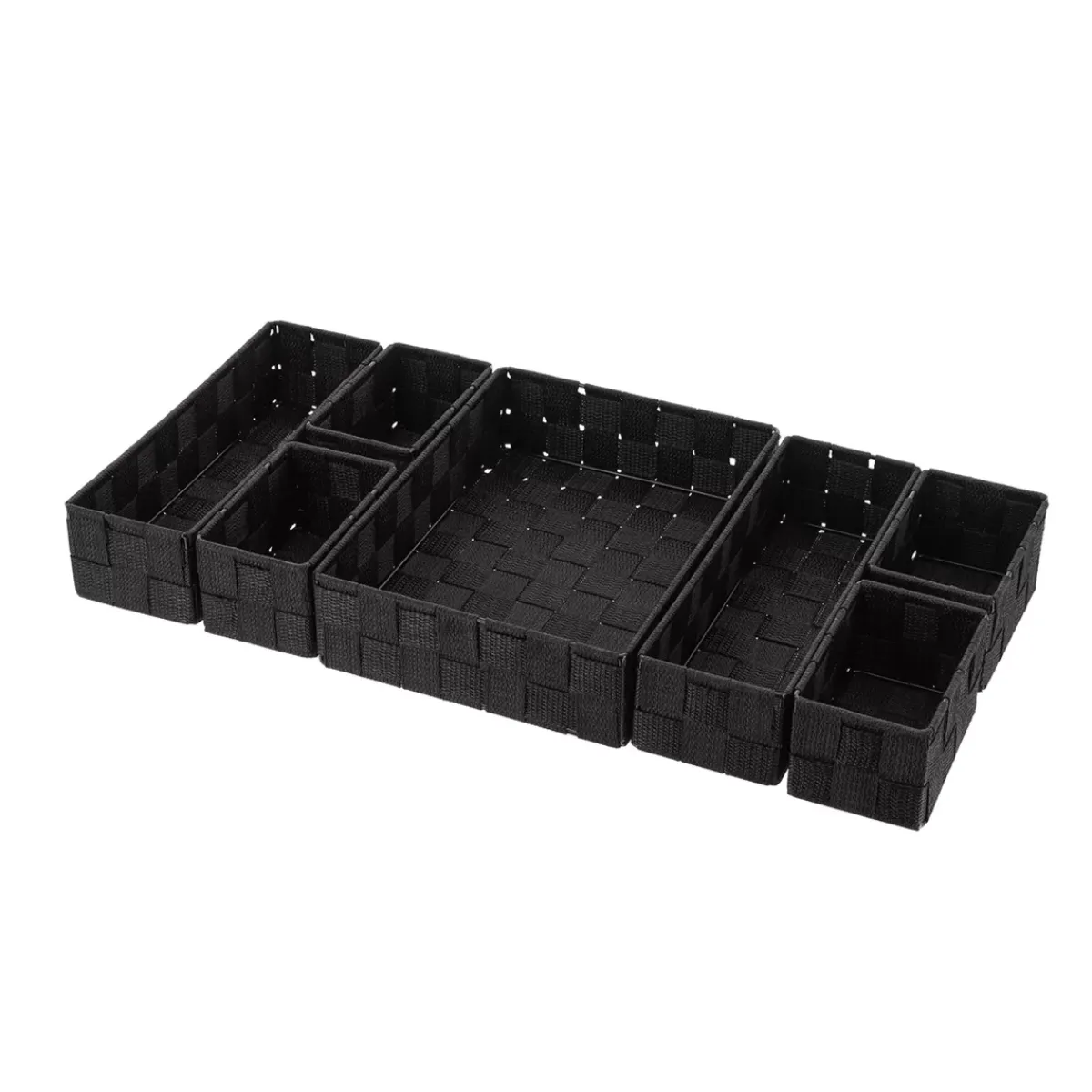 TENDANCE Accessori Bagno-Organizzatore per cassetto bagno 7 cesti intrecciati Oro
