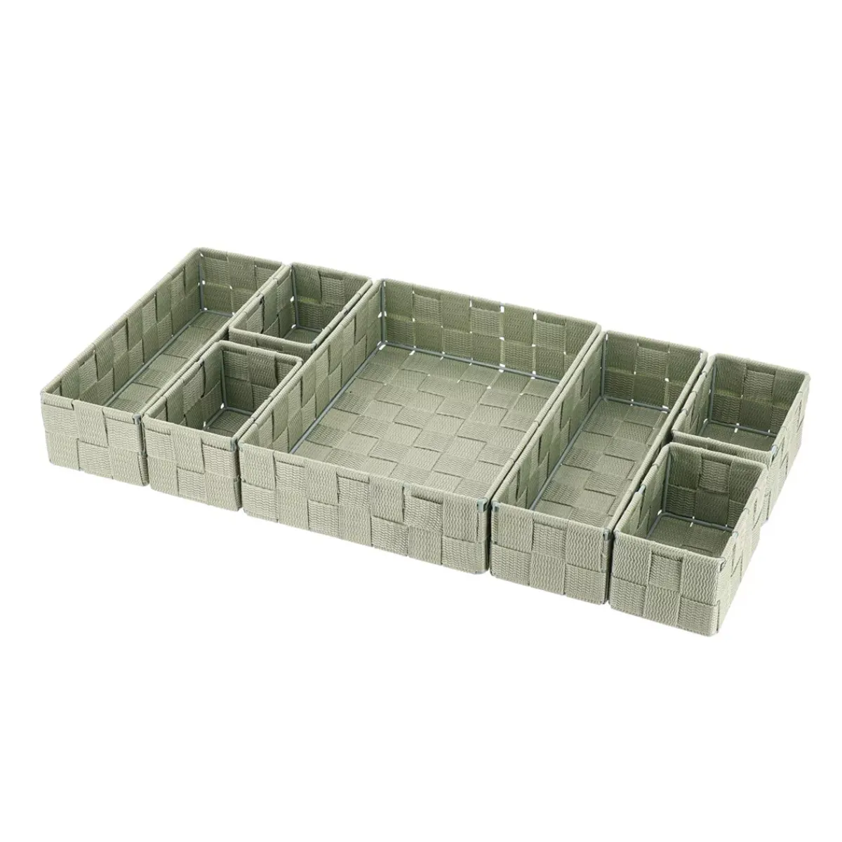 TENDANCE Accessori Bagno-Organizzatore per cassetto bagno 7 cesti intrecciati Oro