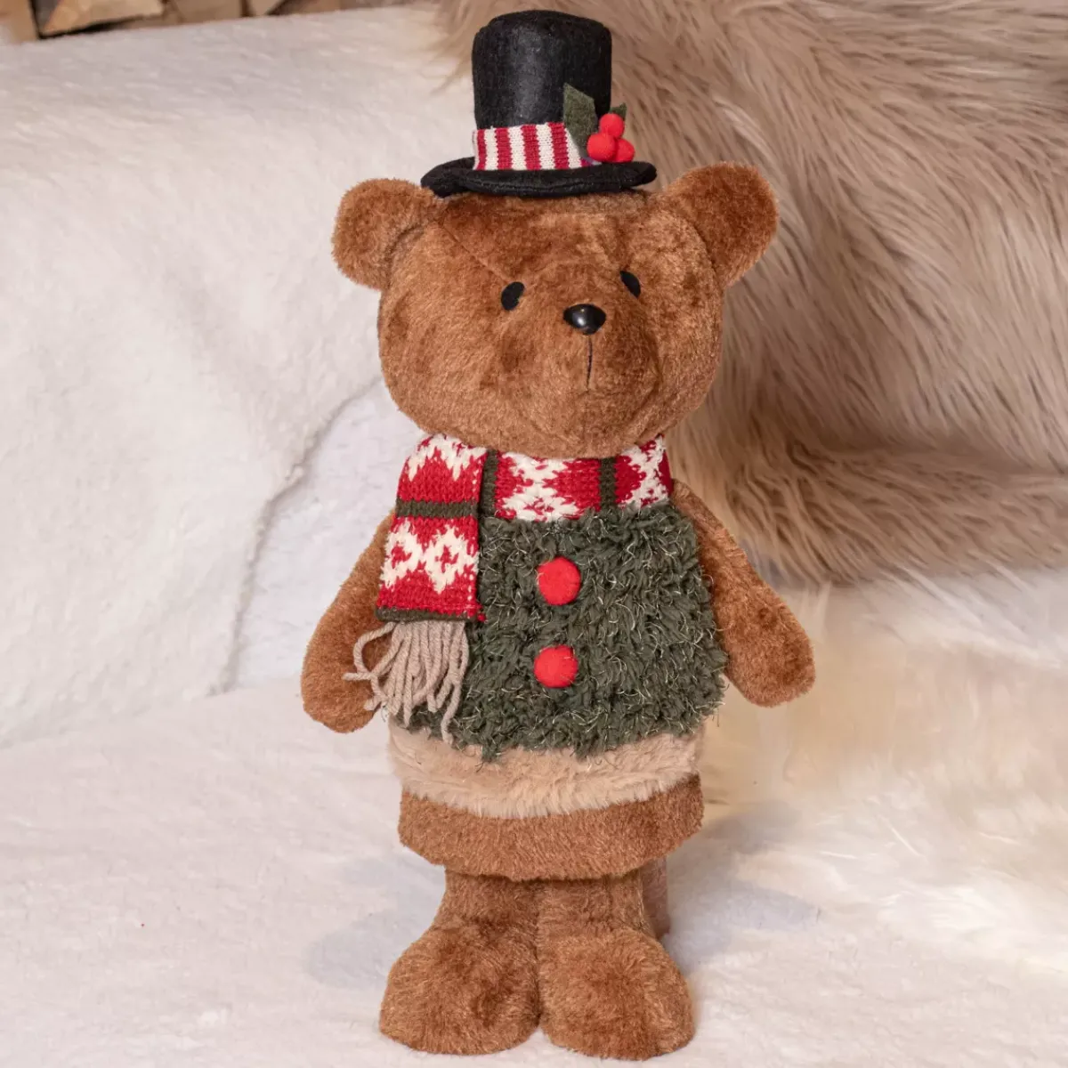 KAEMINGK Babbo Natale Animali E Personaggi-Orsaccochiotto natalizio decorativo (H46 cm) Teddy in bel costume