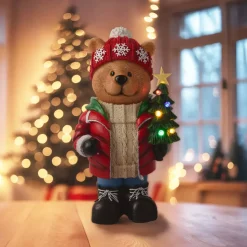 KAEMINGK Oggetti Decorativi E Illuminati|Babbo Natale Animali E Personaggi-Orsetto luminoso con pile 7 LED (H38 cm) Tiboo