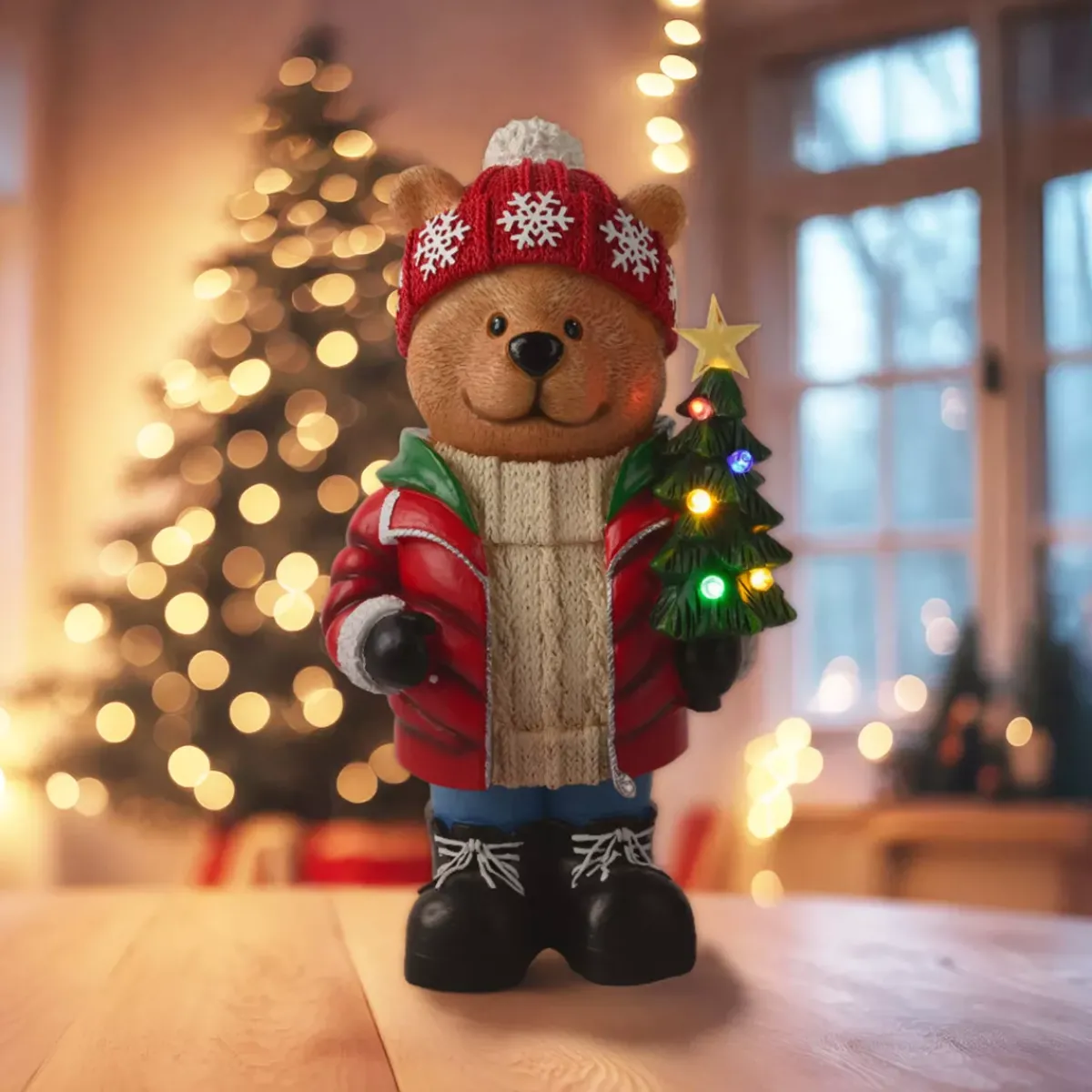 KAEMINGK Oggetti Decorativi E Illuminati|Babbo Natale Animali E Personaggi-Orsetto luminoso con pile 7 LED (H38 cm) Tiboo