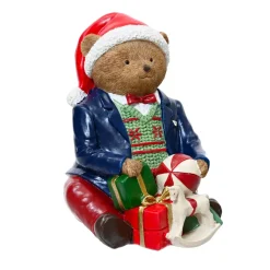 KAEMINGK Babbo Natale Animali E Personaggi-Orso decorativo natalizio (H16 cm) Leo e i suoi regali