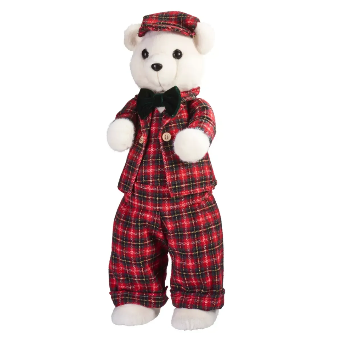 KOOPMAN Babbo Natale Animali E Personaggi-Orso di Natale (H52 cm) Teddy a quadri tartan