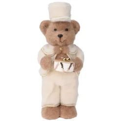 KOOPMAN Babbo Natale Animali E Personaggi-Orso di Natale in piedi (H41 cm) Tamburo d'oro Crema