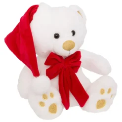 JJA Decorazioni E Oggetti Natalizi|Babbo Natale Animali E Personaggi-Orso di peluche (H34 cm) Jules e Fiocco in velluto e rosso