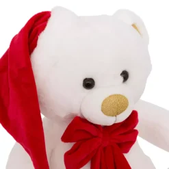 JJA Decorazioni E Oggetti Natalizi|Babbo Natale Animali E Personaggi-Orso di peluche (H34 cm) Jules e Fiocco in velluto e rosso